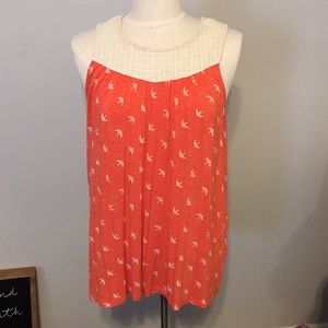 Birds coral/crochet Summer top